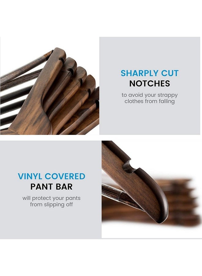 ginoya brothers GINOYA BROTHERS Walnut Wooden Suit Hangers 50 Pack with Non Slip Pants Bar - Smooth Finish Solid Wood Coat Hanger for Camisole, Jacket, Pant, Dress Clothes Hangers  - Image 4