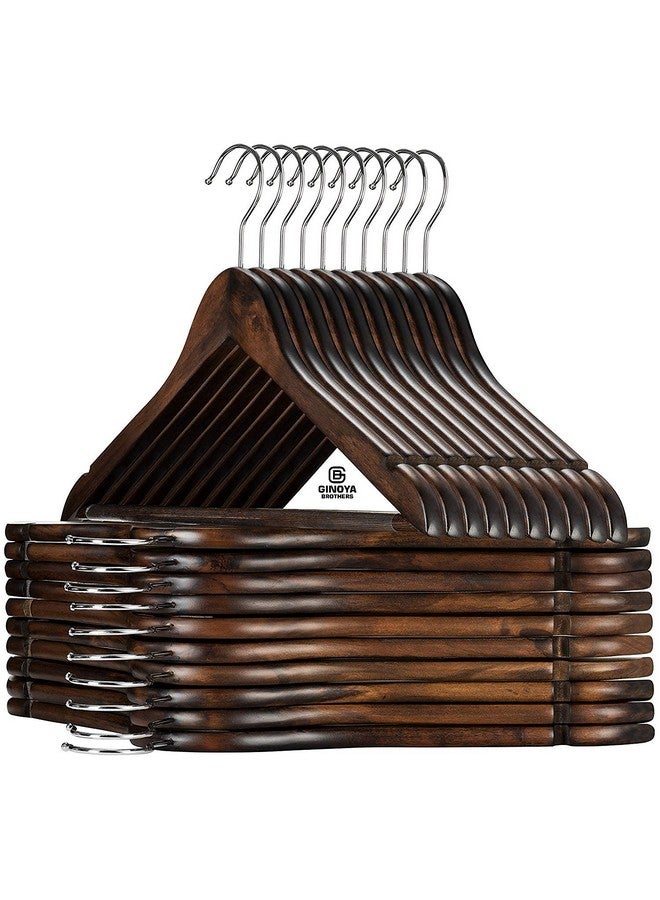 ginoya brothers GINOYA BROTHERS Walnut Wooden Suit Hangers 50 Pack with Non Slip Pants Bar - Smooth Finish Solid Wood Coat Hanger for Camisole, Jacket, Pant, Dress Clothes Hangers  - Image 1