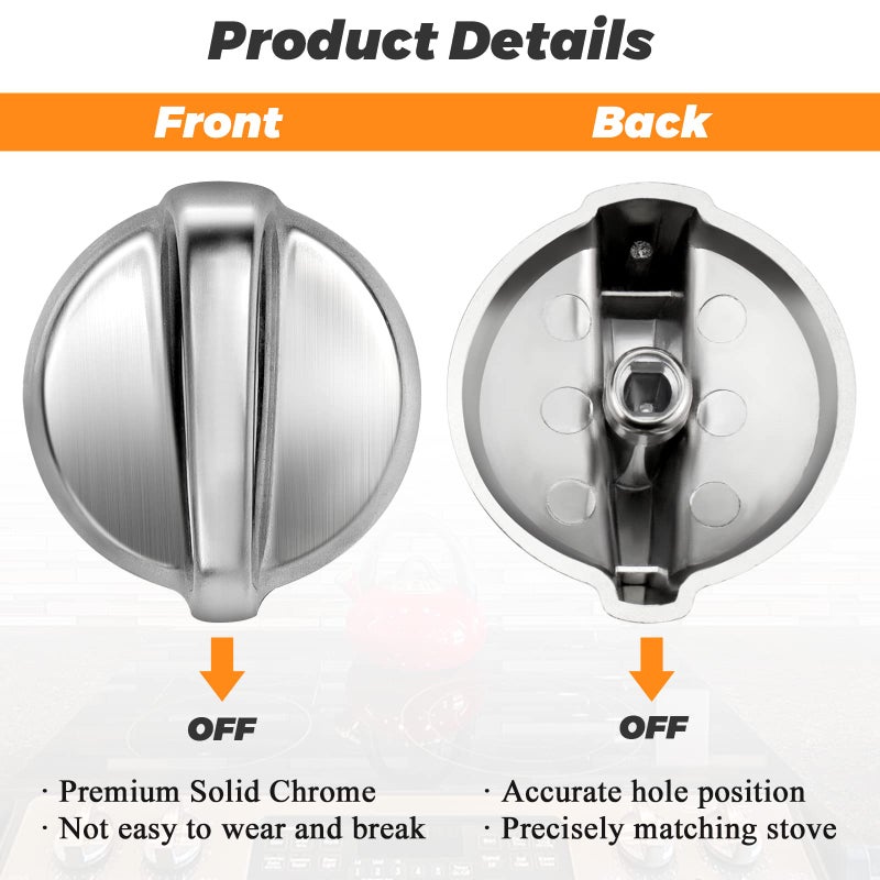 Blutoget Upgraded WB03T10284 PS2321076 Burner Control Knobs 6 Pack Fit for General Electric GE Range/Stove/Oven Knob - WB03T10284 Ge Appliance Knob Replaces 1373043 AP4346312 AH2321076 EAP2321076 - Image 4