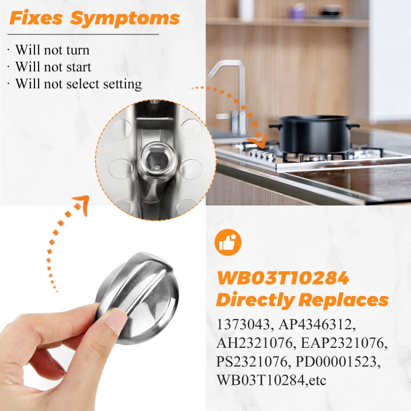 Blutoget Upgraded WB03T10284 PS2321076 Burner Control Knobs 6 Pack Fit for General Electric GE Range/Stove/Oven Knob - WB03T10284 Ge Appliance Knob Replaces 1373043 AP4346312 AH2321076 EAP2321076 - Image 5
