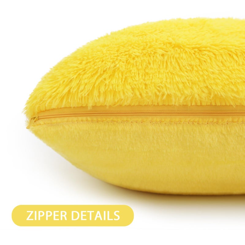 BBiggood Yellow Throw Pillow Covers  Pack of 2 Luxury Soft Faux Fur Pillow Covers Home Decor  Solid Furry Plush Pillow Cover Set for Couch Sofa Living Room Bed  Only Covers 20"" x 20"" - Image 5