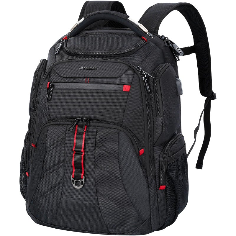 VANKEAN Travel Laptop Backpack 17.3 Inch TSA Friendly, Water-Repellent Anti Theft XL Computer Backpack with RFID Pockets College Backpacks with USB Port for Men Women Business Work Bag, Black - Image 1