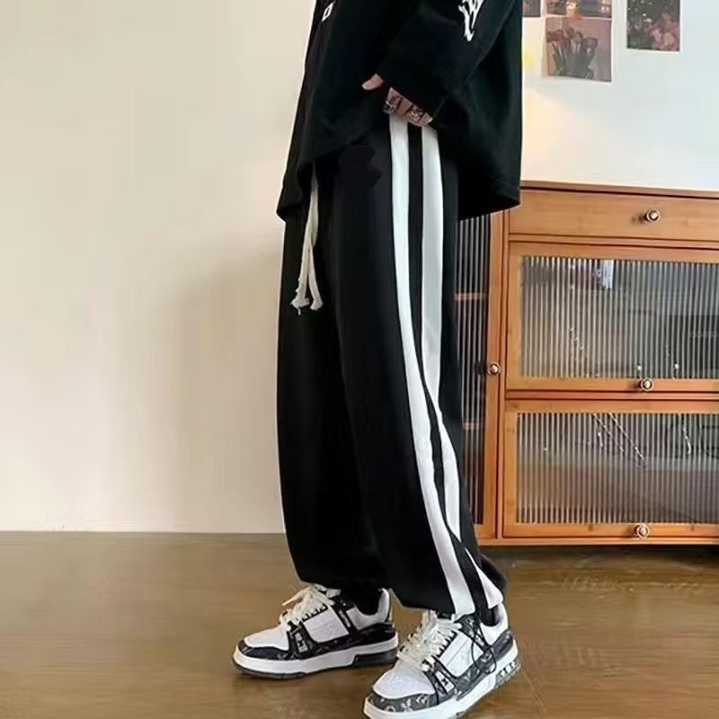 Mens Waffle Grid Magic Tape Joggers Spring Fall Black  - Image 5