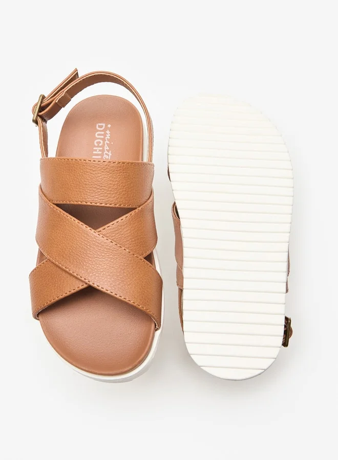 دوتشيني Boys Mister Cross Strap Sandals with Buckle Closure