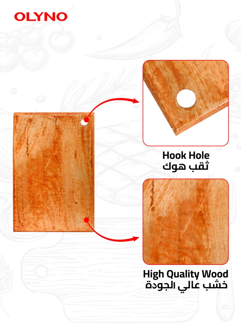 OLYNO EcoSlate Natural Acacia Wood Cutting Board 32x22x2 Cm Non-Slip Serving Tray Wooden Chopping Board For Vegetables Fruits Meat Cheese  - Image 4