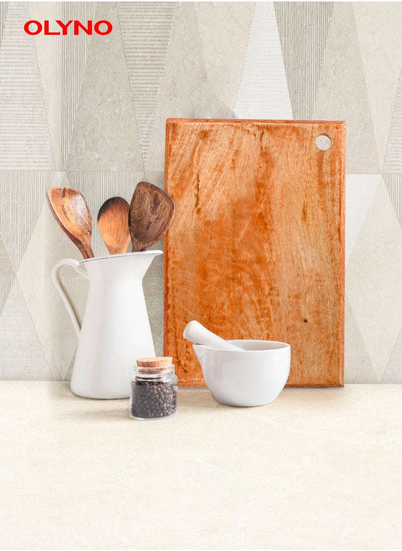OLYNO EcoSlate Natural Acacia Wood Cutting Board 32x22x2 Cm Non-Slip Serving Tray Wooden Chopping Board For Vegetables Fruits Meat Cheese  - Image 3