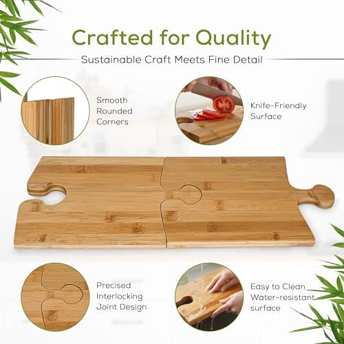 UniBrands 4pcs Bamboo Cutting Board Set with Stand | Natural Eco-Friendly Cutting Boards for Kitchen, Charcuterie Boards, Wooden Chopping Boards, Serving Tray, Wood Cutting Boards | Cocina - Image 4