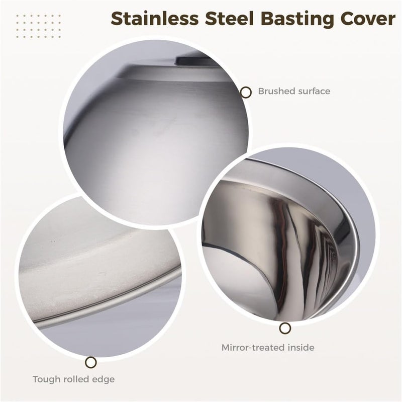 2 Stainless Steel Griddle Covers, Heat-Sealing Burger Domes with Anti-Scald Handle, Perfect for Cooking Steaks, Bacon, Hamburgers, and Melting Cheese - Image 2