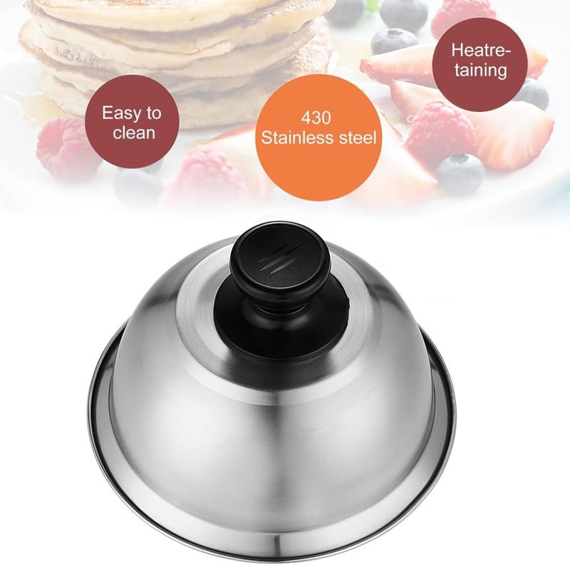 2 Stainless Steel Griddle Covers, Heat-Sealing Burger Domes with Anti-Scald Handle, Perfect for Cooking Steaks, Bacon, Hamburgers, and Melting Cheese - Image 3