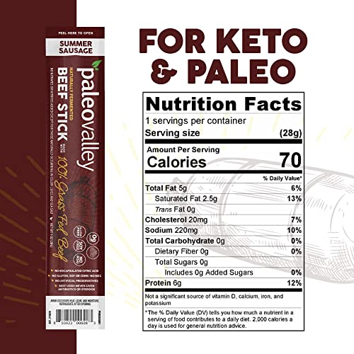 Paleovalley 100 Grass Fed Summer Sausage Beef Sticks  Delicious Gluten Free Beef Snack  High Protein Keto Friendly - Image 5