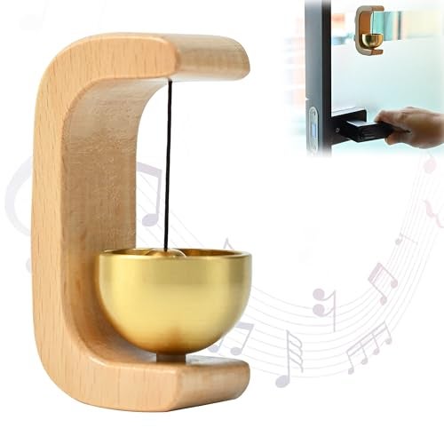 HindCraft Wooden Magnetic Door Bell for Home Entrance | Beech Wood Wind Chime with Brass Sound | Decorative for Refrigerator, Glass, Entryway | Housewarming Gift, Cute Mini Bell - Image 1