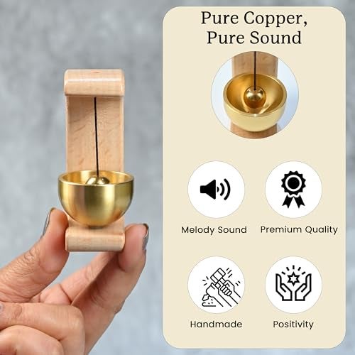 HindCraft Wooden Magnetic Door Bell for Home Entrance | Beech Wood Wind Chime with Brass Sound | Decorative for Refrigerator, Glass, Entryway | Housewarming Gift, Cute Mini Bell - Image 5