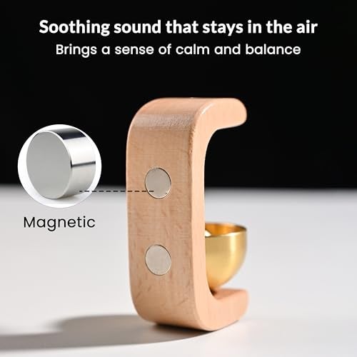 HindCraft Wooden Magnetic Door Bell for Home Entrance | Beech Wood Wind Chime with Brass Sound | Decorative for Refrigerator, Glass, Entryway | Housewarming Gift, Cute Mini Bell - Image 4