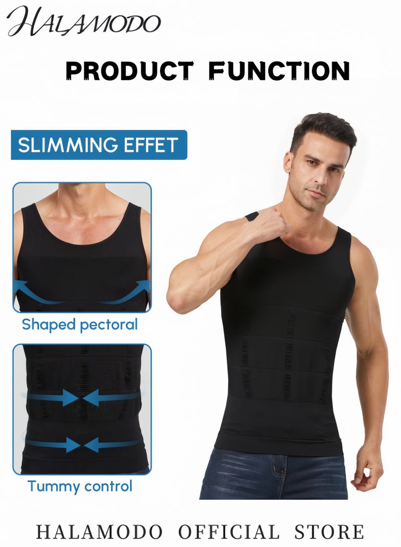 HALAMODO Men's Body Shaper Slimming Vest Tummy Control Shapewear Thermal Compression Base Layer Slim Muscle Shirt Tank Top Shapewear - Image 3
