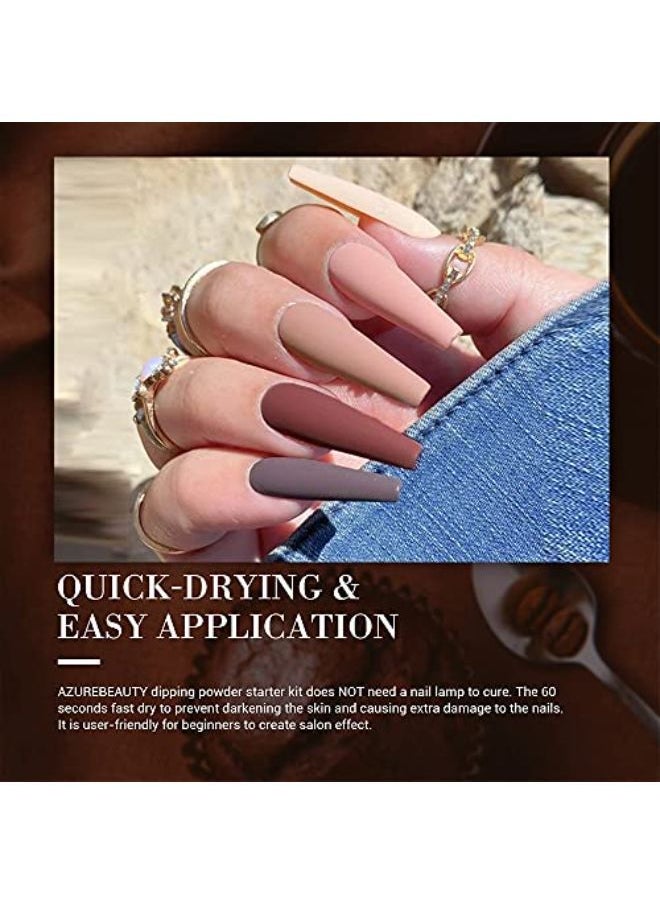 AZUREBEAUTY Nail Dip Powder Set 6 Pcs Dark Brown Color Fall Dipping Powder Nail French Manicure Diy Salon Home Gifts For Women No Need Nail Lamp Cured  - Image 4