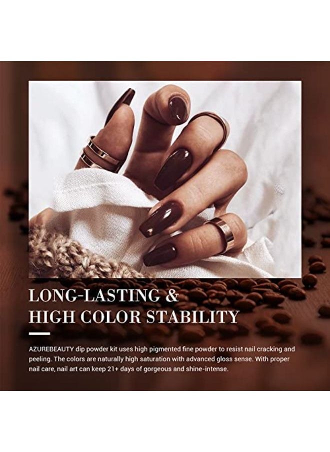 AZUREBEAUTY Nail Dip Powder Set 6 Pcs Dark Brown Color Fall Dipping Powder Nail French Manicure Diy Salon Home Gifts For Women No Need Nail Lamp Cured  - Image 3