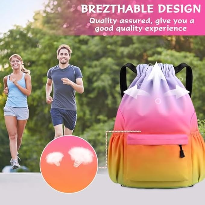 rayihni Drawstring Bags Waterproof Swimming Bags Unisex Sports Backpacks for Kids Adult Large Drawstring Sack packs Bags for School Gym Sports Travel Swimming - Image 5