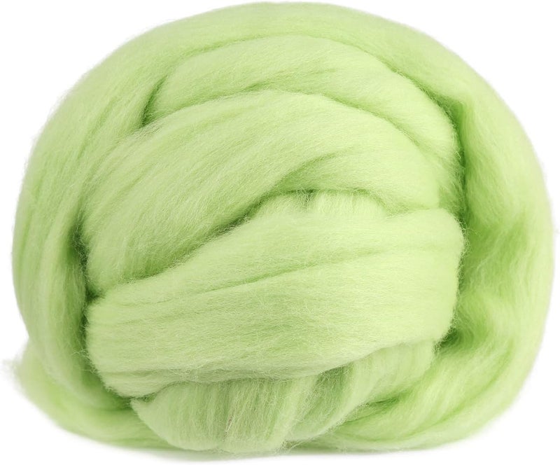 JUPEAN 3.53oz Wool Roving, Wool Felting Supplies, Pure Wools, Chunky Yarn, Spinning Wool Roving for Needle Felting Wet Felting DIY Hand Spinning (Light Green) - Image 1