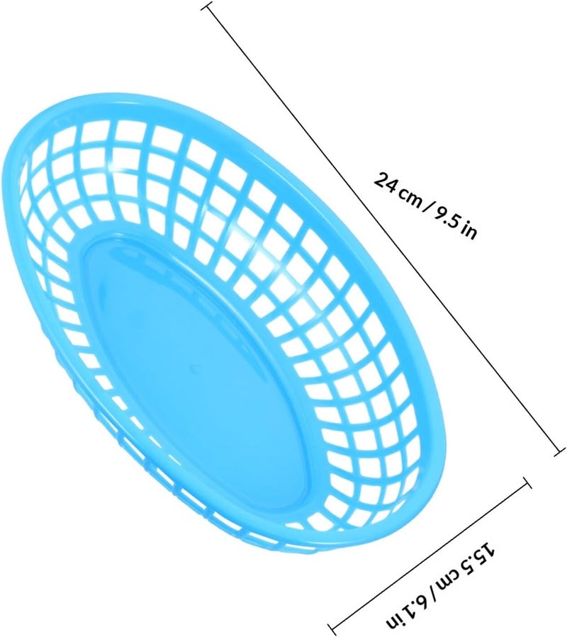 Plastic Chip and Burger Basket, Snack and Fruit Tray Set, Drainable Fast Food Serving Basket for Kitchen and Dining, Reusable Plastic Dessert Tray for Home and - Image 2