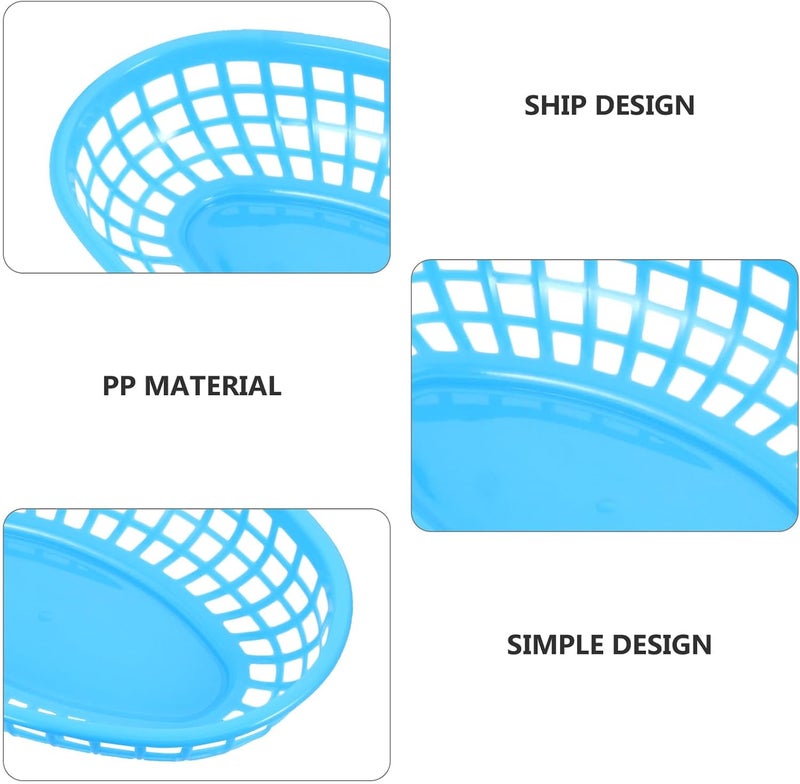 Plastic Chip and Burger Basket, Snack and Fruit Tray Set, Drainable Fast Food Serving Basket for Kitchen and Dining, Reusable Plastic Dessert Tray for Home and - Image 3