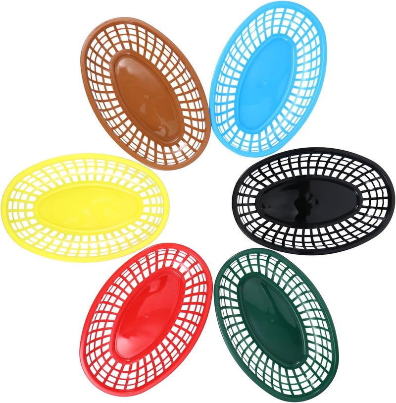 Plastic Chip and Burger Basket, Snack and Fruit Tray Set, Drainable Fast Food Serving Basket for Kitchen and Dining, Reusable Plastic Dessert Tray for Home and - Image 1