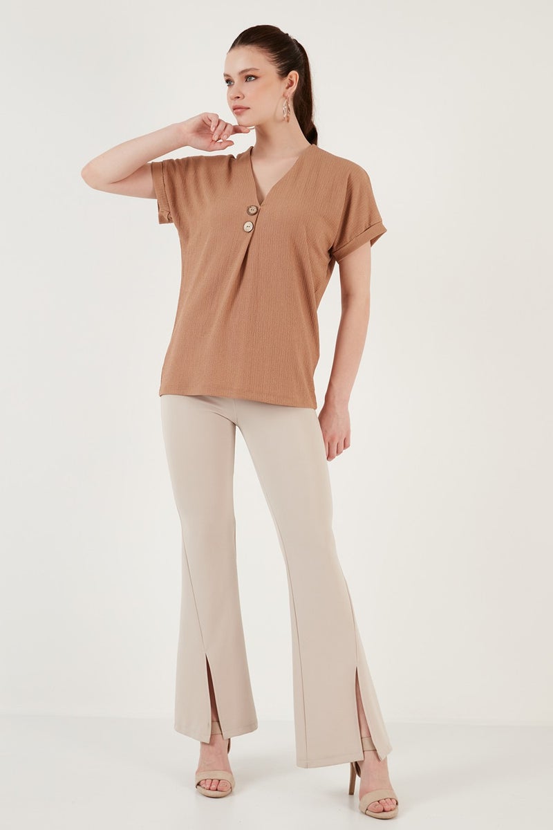 Lela Button Detailed V-Neck Blouse Women's Blouse 5865567  - Image 3