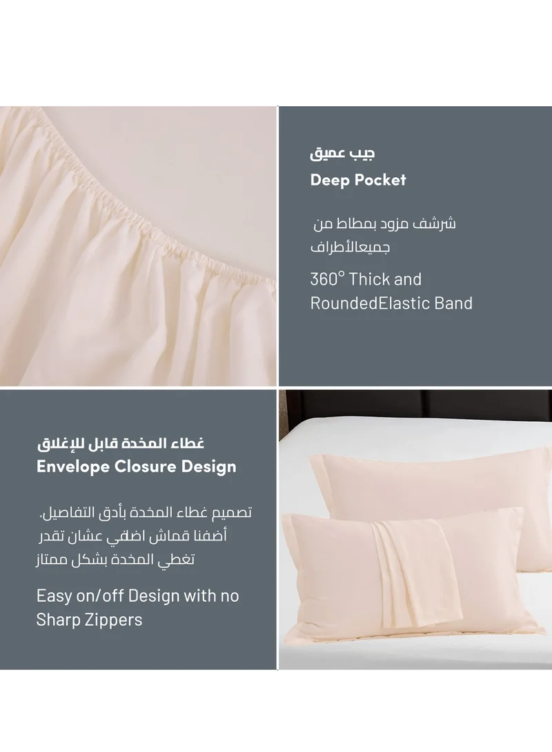 Donetella Bedding Fitted Sheet - Fits 120x200 Cm Bed For Twin Bed 2 Pcs (1 Fitted Sheet and 1 Pillowcase) - 30 Cm Deep Pocket - Solid Bed Sheet