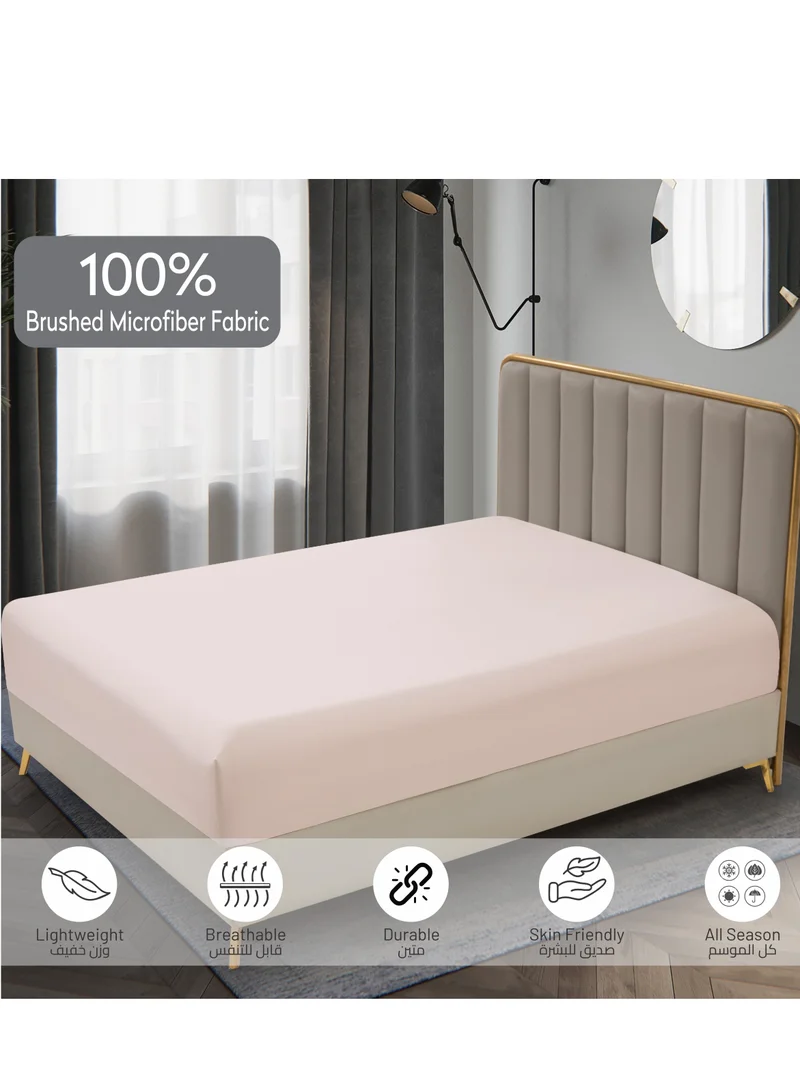 Donetella Bedding Fitted Sheet - Fits 120x200 Cm Bed For Twin Bed 2 Pcs (1 Fitted Sheet and 1 Pillowcase) - 30 Cm Deep Pocket - Solid Bed Sheet