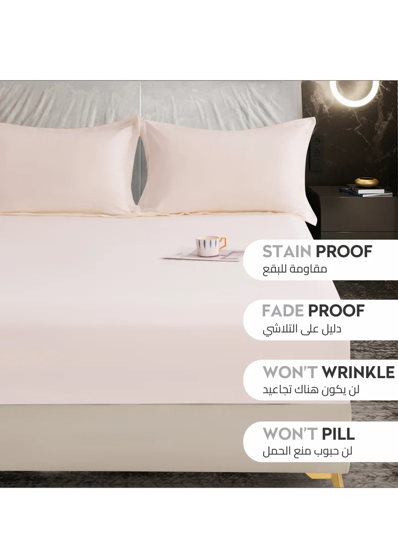 Donetella Bedding Fitted Sheet - Fits 120x200 Cm Bed For Twin Bed 2 Pcs (1 Fitted Sheet and 1 Pillowcase) - 30 Cm Deep Pocket - Solid Bed Sheet