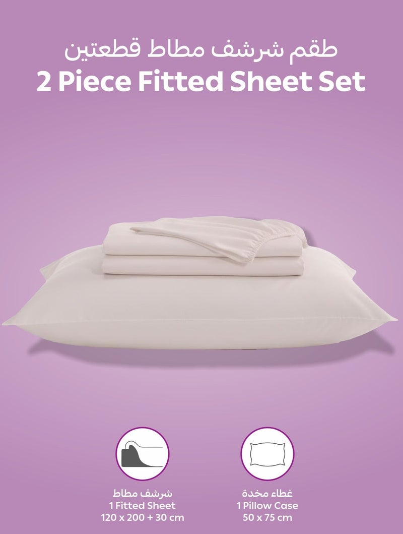 Donetella Bedding Fitted Sheet - Fits 120x200 Cm Bed For Twin Bed 2 Pcs (1 Fitted Sheet and 1 Pillowcase) - 30 Cm Deep Pocket - Solid Bed Sheet - Image 3