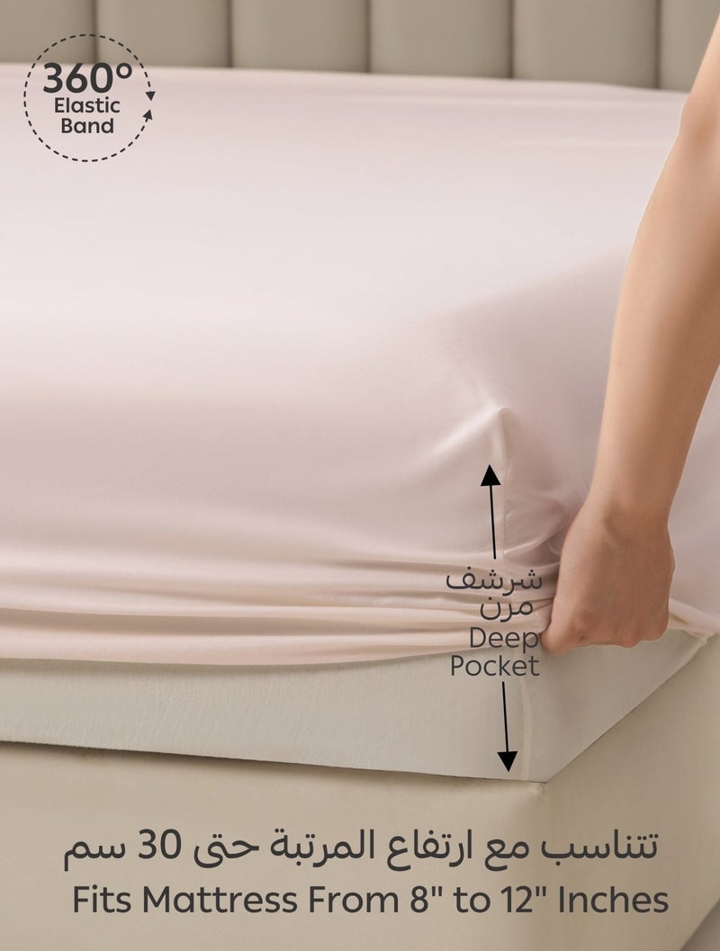 Donetella Bedding Fitted Sheet - Fits 120x200 Cm Bed For Twin Bed 2 Pcs (1 Fitted Sheet and 1 Pillowcase) - 30 Cm Deep Pocket - Solid Bed Sheet - Image 4