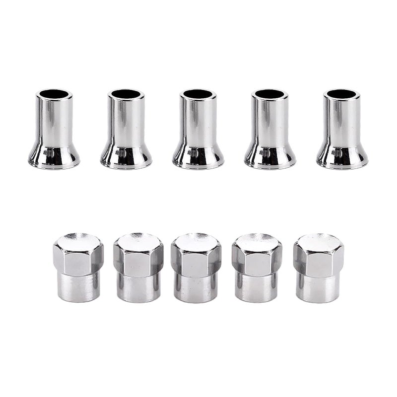 Augeny 5 Sets TR413AC10 Chrome Plated Valve Stem Cover ABS Wheel Valve Stem Sleeve and Cap Dress Up Kit Leak Proof Car Tire Air Valve Caps Auto Decor Accessories for Most Vehicles - Image 3