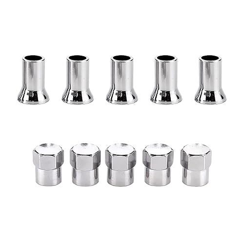 Augeny 5 Sets TR413AC10 Chrome Plated Valve Stem Cover ABS Wheel Valve Stem Sleeve and Cap Dress Up Kit Leak Proof Car Tire Air Valve Caps Auto Decor Accessories for Most Vehicles - Image 1