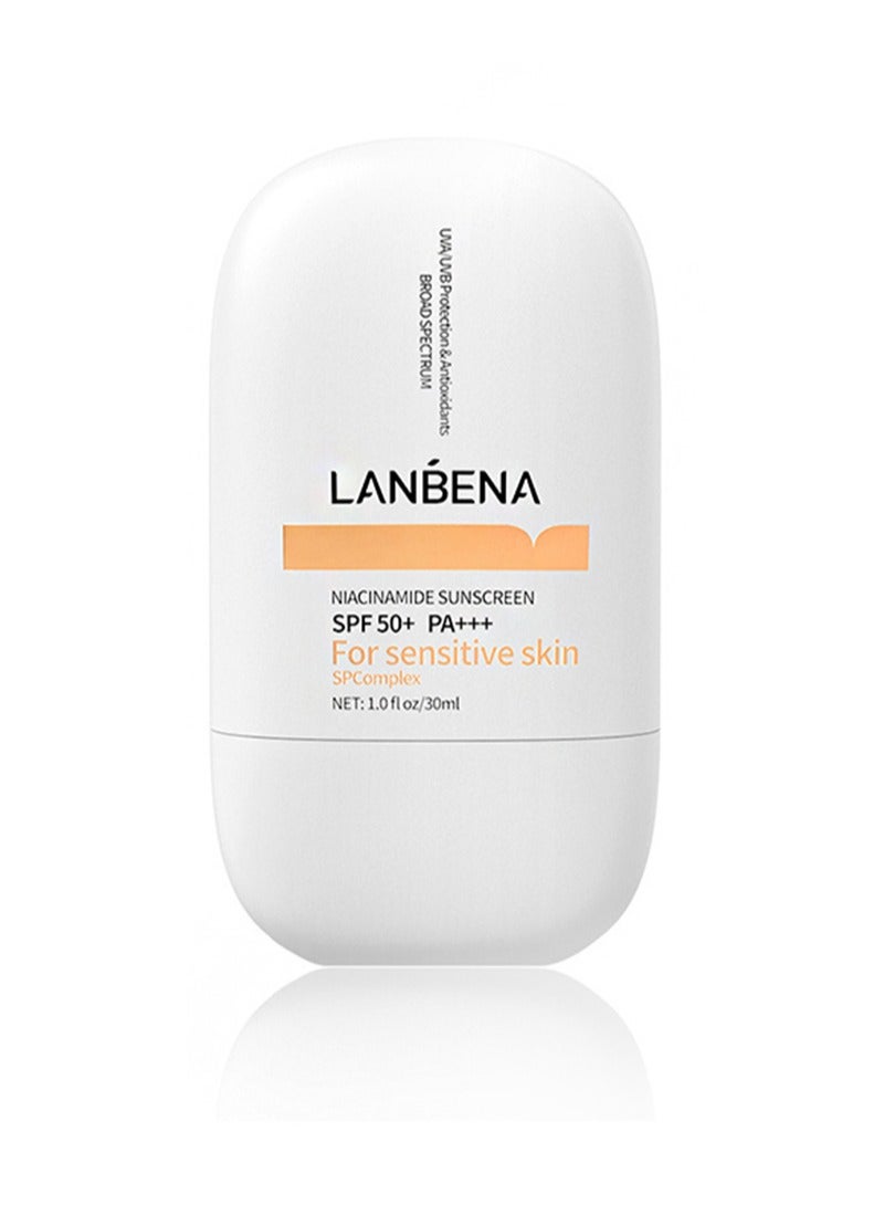 لان بينا واقي من الشمس نياسيناميد بعامل حماية من الشمس 50+ PA+++، للبشرة الحساسة، مركب SPC، حماية من الأشعة فوق البنفسجية UVA/UVB ومضادات الأكسدة واسعة النطاق - Image 1