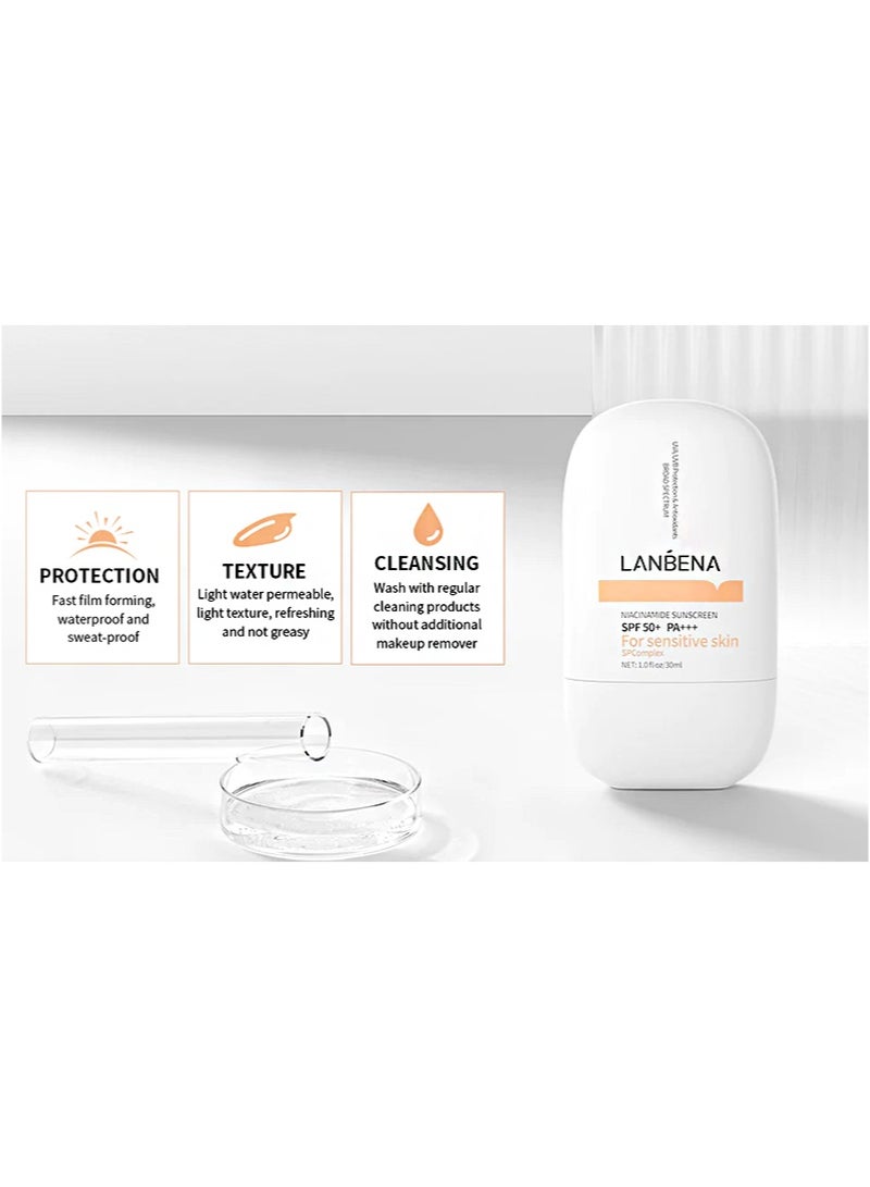 لان بينا واقي من الشمس نياسيناميد بعامل حماية من الشمس 50+ PA+++، للبشرة الحساسة، مركب SPC، حماية من الأشعة فوق البنفسجية UVA/UVB ومضادات الأكسدة واسعة النطاق - Image 4