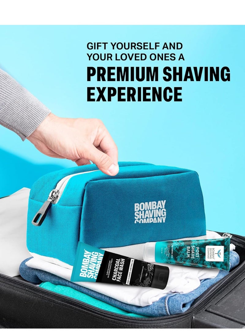 BOMBAY SHAVING COMPANY Premium Grooming and Shaving Kit Gift Hamper for Men Pre Shave Scrub Shaving Cream Post Shave Balm Charcoal Soap Towel Shaving Kit Bag Gift For Men Husband Boyfriend - Image 2