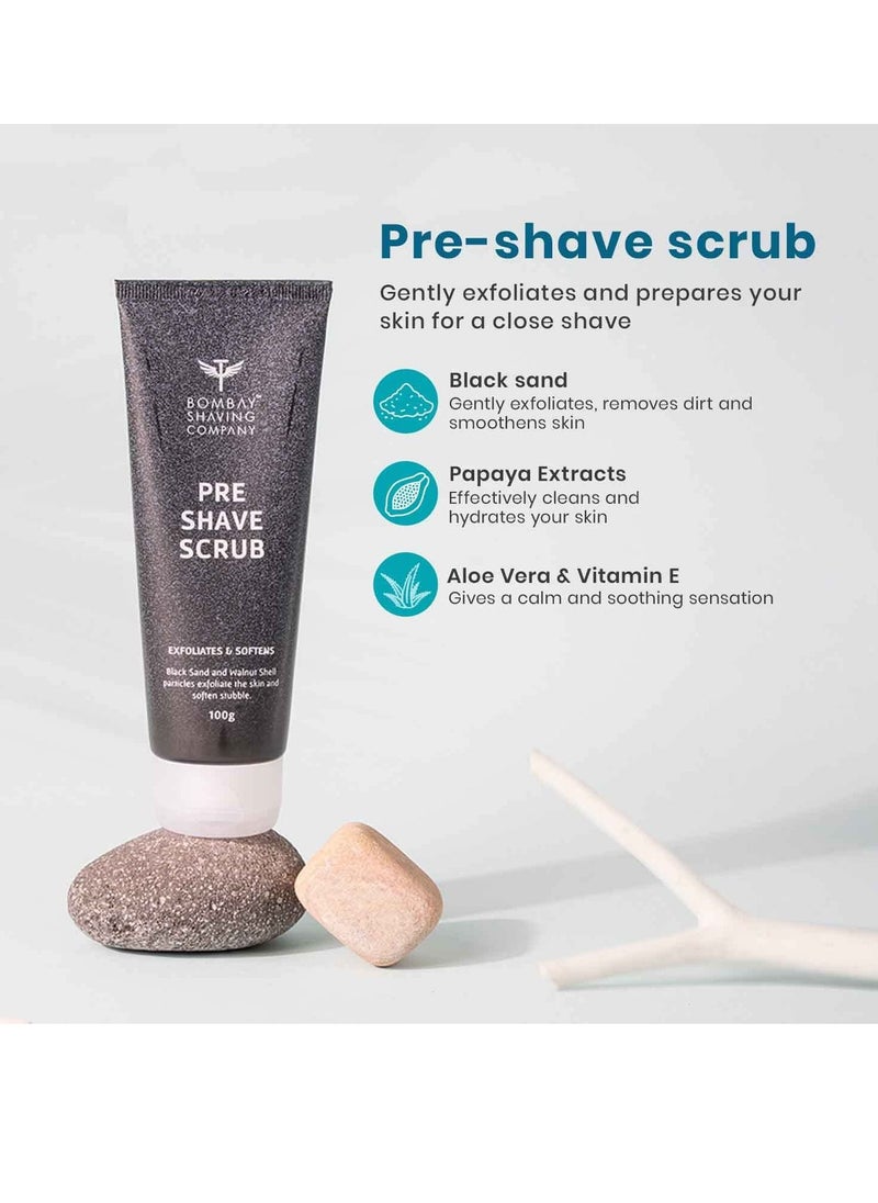 BOMBAY SHAVING COMPANY - Premium Grooming and Shaving Kit Gift Hamper for Men Pre Shave Scrub Shaving Cream Post Shave Balm Charcoal Soap Towel Shaving Kit Bag Gift For Men Husband Boyfriend - Image 1