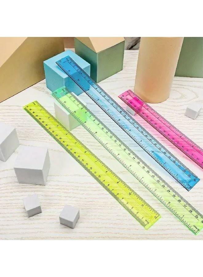 4pcs Random Color Rulers Centimeter And Inch School Office Measuring Supplies - Image 5