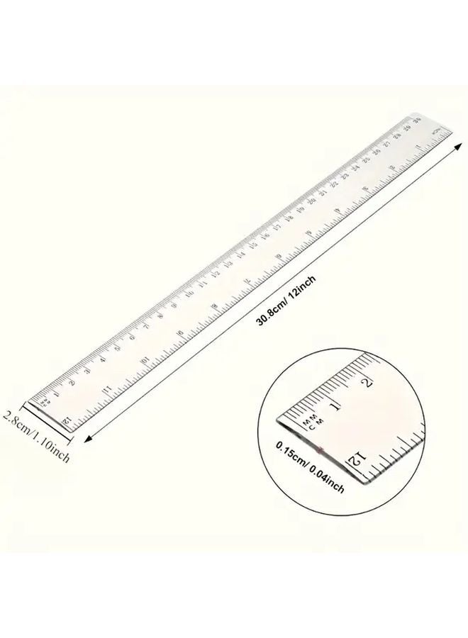 4pcs Random Color Rulers Centimeter And Inch School Office Measuring Supplies - Image 3