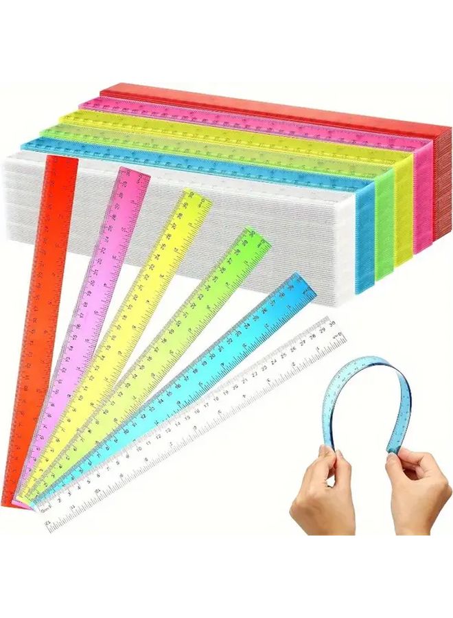 4pcs Random Color Rulers Centimeter And Inch School Office Measuring Supplies - Image 2