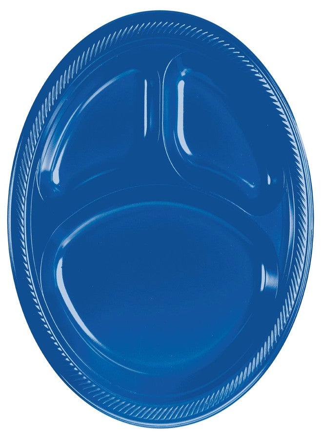 Amscan Bright Royal Blue 3-Compartment Plastic Plates - 10" (Pack Of 20) - Vibrant & Convenient Party Plates For All Occasions - Image 2