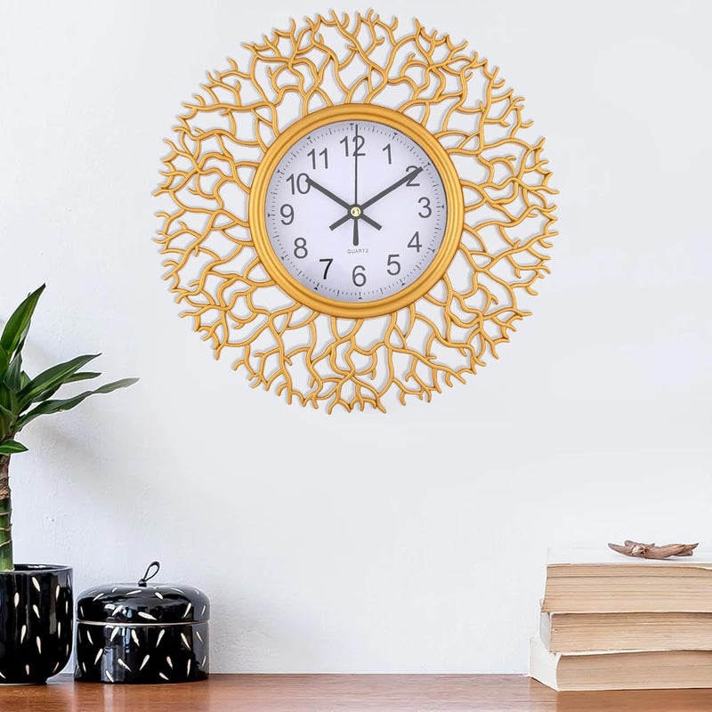 Xtore Modern Round Wall Clock with Luxurious Golden Finish (Pack of 1, Golden) - Image 1