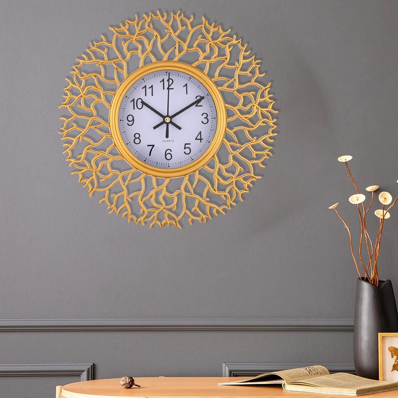 Xtore Modern Round Wall Clock with Luxurious Golden Finish (Pack of 1, Golden) - Image 2