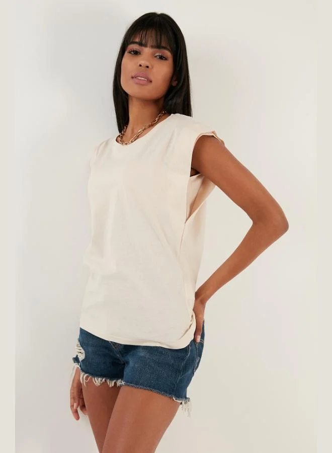 Lela Lela Cotton Crew Neck Sleeveless T Shirt Women's T SHIRT 5864019