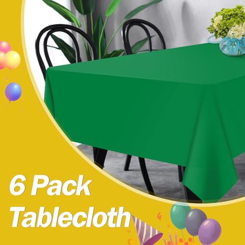 tujol Green 6 Pack Plastic Table Cloth 54" x 108", Disposable Tablecloths Rectangle Table Cover, Plastic Tablecloth for Parties - Image 5