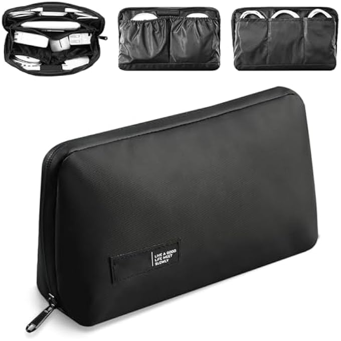 rayihni ELECTRONIC ORGANIZER TRAVEL CASE, PORTABLE TRAVEL TECH POUCH WITH WATER RESISTANT STORAGE, CABLE ORGANIZATION STORAGE BAG FOR CHARGER, CORD, PHONE, HARD DRIVE, POWER BANK, ACCESSORIE, TRAVEL ESSENTIAL - Image 1