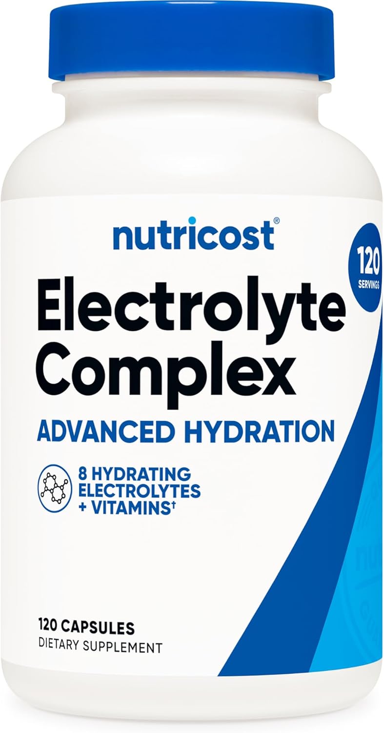 Nutricost Electrolyte Complex Advanced Hydration 120 Capsules  8 Hydrating Electrolytes  Vitamins Gluten Free NonGMO Vegetarian - Image 1