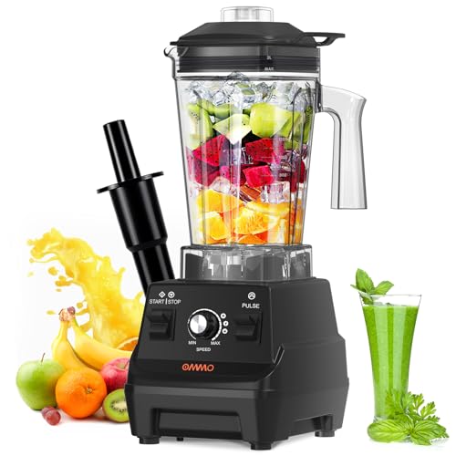 OMMO Blender 1800W, Professional High Speed Countertop Blender with Durable Stainless Steel Blades, 60oz BPA Free Blender for Shakes and Smoothies, Nuts, Ice and Fruits, Dishwasher Safe - Image 1