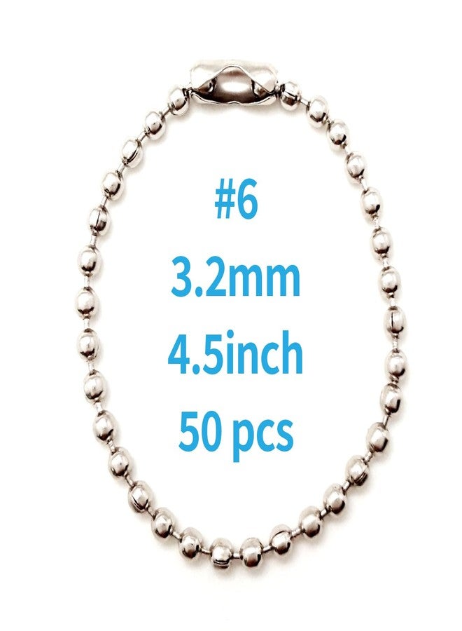 SBC 50-Pack 4-Inch Ball Chains with Connectors, 3.2mm Stainless Steel Beaded Chain for Dog Tags, Keychains, ID Tags, Necklace Chains, Crafts, Fan Pulls - Image 3