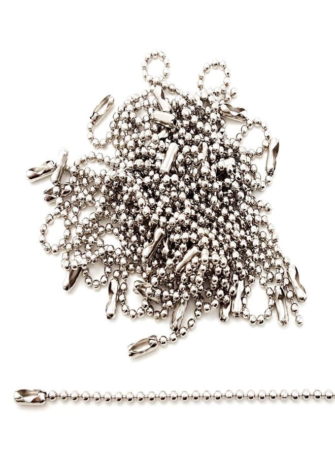 SBC 50-Pack 4-Inch Ball Chains with Connectors, 3.2mm Stainless Steel Beaded Chain for Dog Tags, Keychains, ID Tags, Necklace Chains, Crafts, Fan Pulls - Image 1